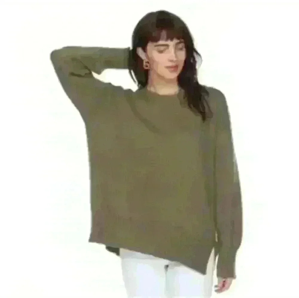Jack & Jones khaki green crew neck long sleeve knit trendy casual sweater M